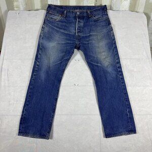 Levi's 501 Mens Straight Leg Jeans Blue Denim Faded 5-Pocket Outdoor Size 36x29